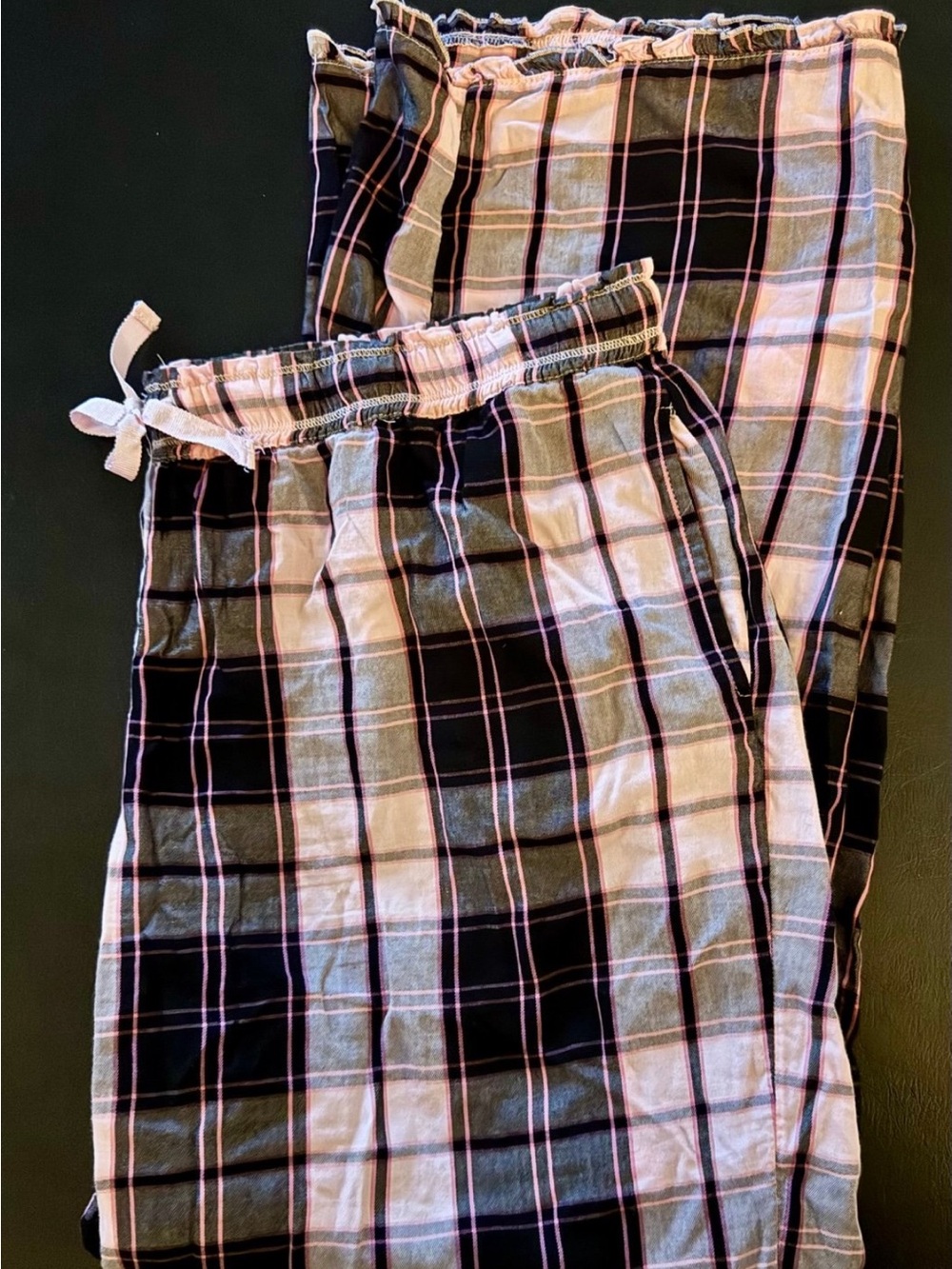 Victoria’s Secret Plaid Pajama Pants Pink And Black Bow X-Large